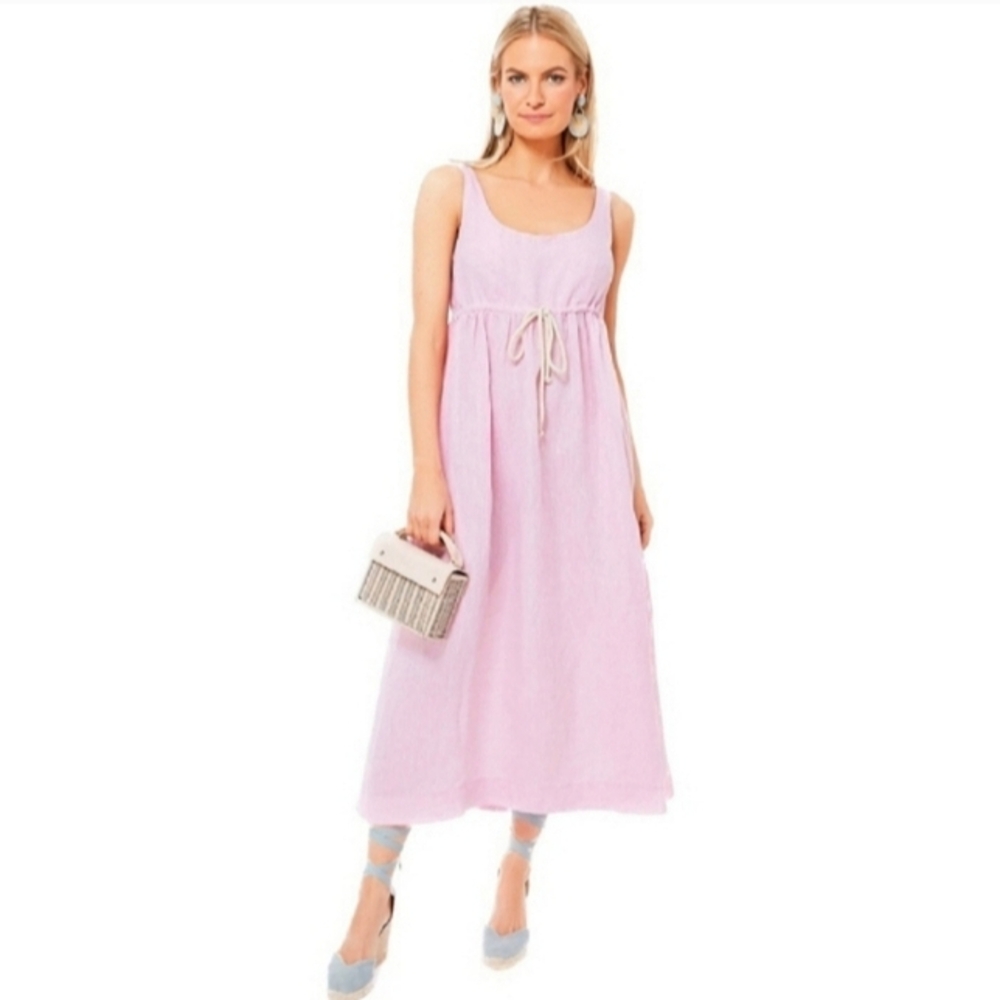 Tuckernuck Pomander Place Pink Sabella Maxi Linen Dress L